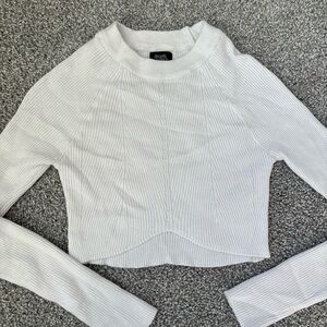 White Ribbed Women's Sweater XS